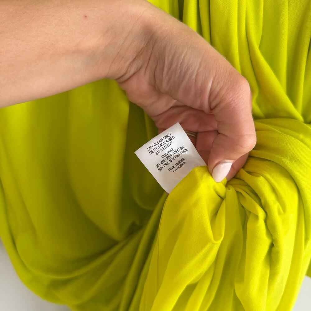 Cushnie Et Ochs Neon Deep V-Neck Midi Evening Dress Yellow 6 - Picture 7 of 9